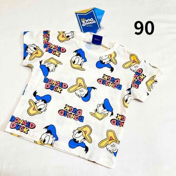 ディズニー ドナルド Tシャツ 90 半袖Tシャツ 半袖 トップス カットソー 総柄 綿100%
