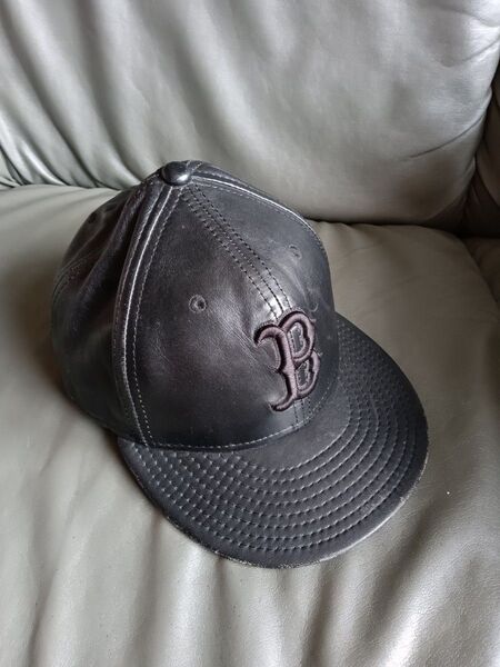 ニューエラ レザー キャップ 59FIFTY BASEBALL NEW ERA ブラック 黒 革 帽子 ベースボール メンズ
