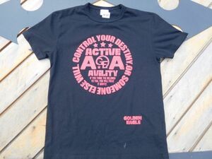 T-shits Tシャツ AYno82 GOLDEN EAGLE ACTIVE AVILITY CONTROLL YOUR DESTINY 黒 米軍基地上着 古着　used AIRFORCE