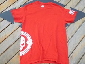 T-shits Tシャツ AYno69 赤　UNITED WE STAND DIVIDED WE FALL 米軍基地上着 古着　used AIRFORCE