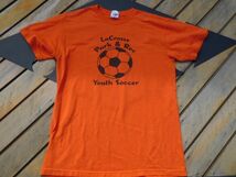 T-shits Tシャツ AYno29 オレンジ GILDANM LA CROSSE PARK&REC YOUTH SOCCER YEA ENRICHMENT ASSOCI 米軍基地上着 古着　used AIRFORCE_画像1