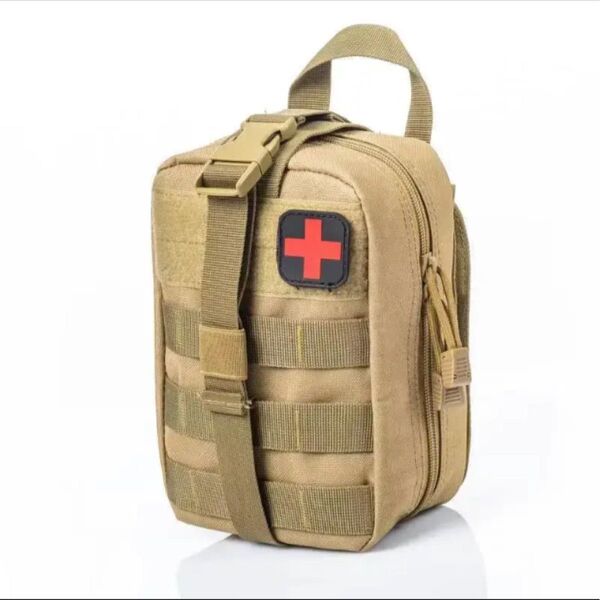新品 メディカルポーチ 救急バッグ 携帯救急箱 カーキ色 キャンプ