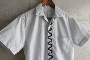 60s[ Camera Classics ] Vintage cotton open color short sleeves shirt / light gray / S / pattern 