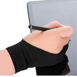 二本指 指サック 手袋 タブレット ペン 黒 保護 S 汚れ防止 温め効果 サポーター タブレット 左右対応