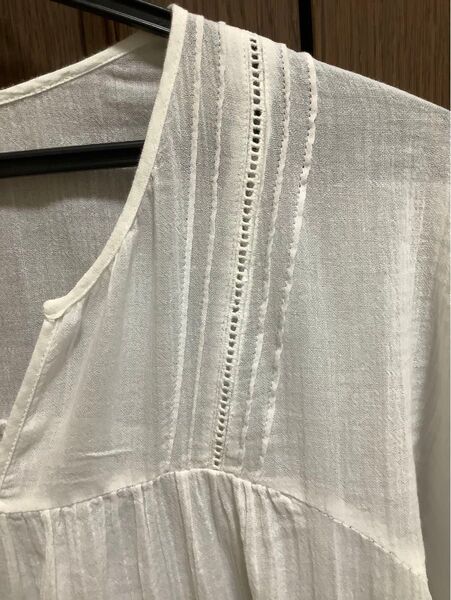 ユニクロUNIQLO ガーゼブラウス(7分袖)コットンブラウス M