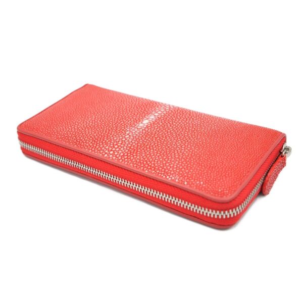 スティングレー 長財布 ポリッシュ加工 ウォレット レッド 牛革 本革 レザー 長財布 ウォレット