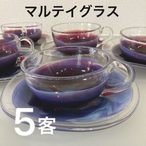 マルテイグラス カラーセラム 5客 カップ ソーサー