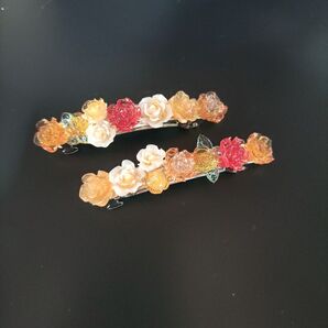 ヘアピン ヘアアクセサリー バレッタ オレンジ②