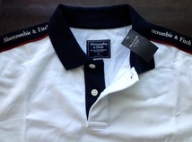 【既決USA】アバクロ★ Abercrombie@完売両肩【Abercrombie & Fitch】ロゴ入半袖ポロ【Relaxed Logo Tape Stretch Polo】 白 @XL_画像7