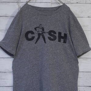90s USA製 1995年 JOHNNY CASH ジョニー キャッシュ 両面染込みプリント 霜降りグレー M シングルステッチ ヴィンテージTシャツ 20202787