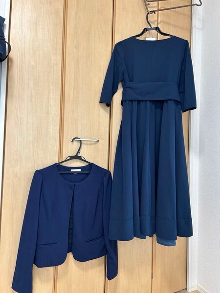 マタニティワンピース 3点セット ネイビー L