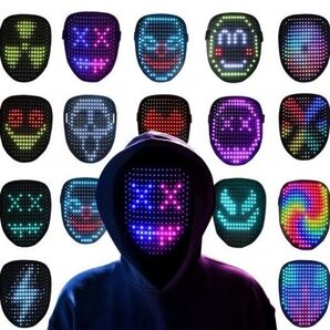 LEDマスク、ジェスチャー感知付きライトアップマスク、LED照明付き顔変形ハロウィンマスク