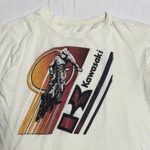 70s KAWASAKI Tシャツ 実寸L モーターサイクル バイク オフロード MC USA ビンテージ_画像3