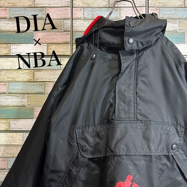 NBA×DIA アノラックパーカー ハーフジップジャケット ビッグプリント フリースライナー