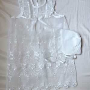 お宮参り セレモニードレス ベビードレス ホワイト レース 白