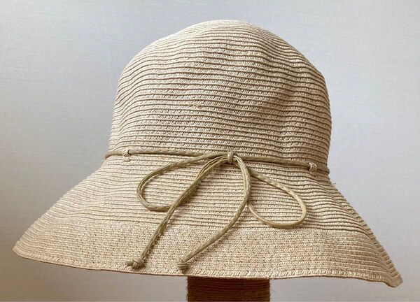 帽子 nudeaccessories フェイクレザーリボン ペーパーポリエステル ストローハット 麦わら帽子風 ハット キャペリン