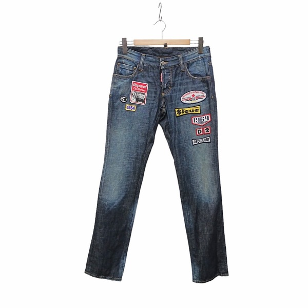 00s DSQUARED2 ディースクエアード ワッペン デニム ジーンズ パンツ ダメージ加工 サイズ46 三崎商事 y2k