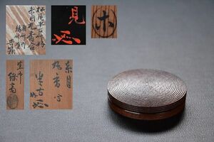 [ 10 three ] paint . green . structure thread eyes circle incense case Matsuo half old . paper .. box for searching language -A0102 tea utensils 