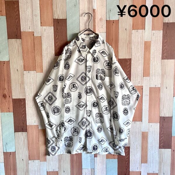 90s 00s vintage PIA 国産 古着 総柄シャツ euro y2k