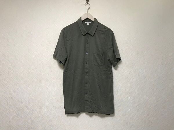 本物ジェームスパースJamesPerseコットン半袖シャツメンズサーフワークミリタリーアメカジビジネスモードグレー2Mアメリカ製