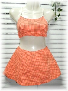  separate swimsuit skirt set 9 number /M orange × white ( soccer cloth )