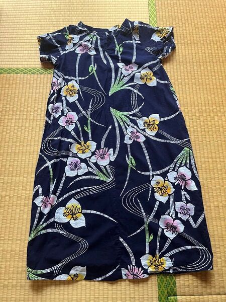 浴衣リメイク ロウケツ染め菖蒲模様のワンピースの販売