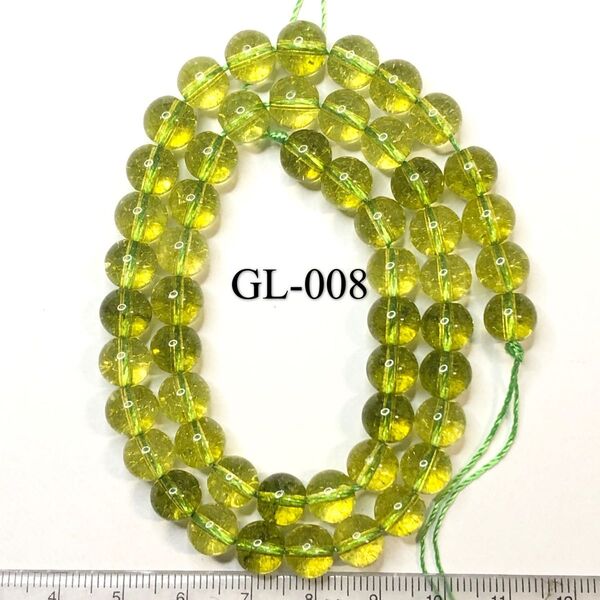 ペリドットラウンド(人工)8mm、37cm連売り。