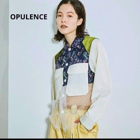お値下げ歓迎 OPULENCE オーピュレンス チュール切り替えフラワーシャツ