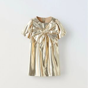 ZARA ザラキッズ パーティードレス 110 ゴールド リボン