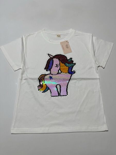 タグ付き新品 子供のTシャツ 130cm 95%綿 白