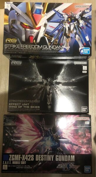 HG1/144 デスティニーガンダム& RG1/144拡張エフェクトユニット“天空の翼” & RG ストライクフリーダムガンダム