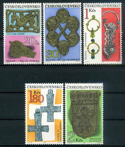 ★チェコスロバキア 1969年 ボヘミアとモラビアの宝物 未使用 切手 5種完(MNH)◆TJ-622◆送料無料