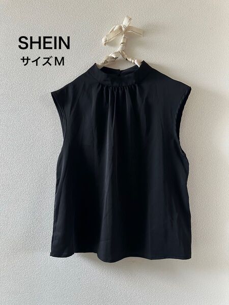 SHEIN ブラウス トップス ノースリーブ ノースリーブブラウス 黒