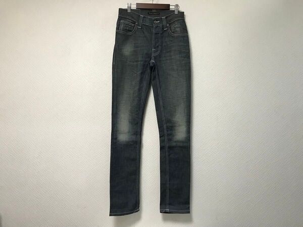 本物ヌーディージーンズNUDIEJEANSコットンスキニーストレッチデニムパンツワークサーフアメカジメンズ29Sグレーイタリア製