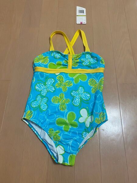 Speedo 花柄水着 子供用 150cm ブルー 競泳水着 スピード