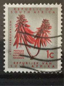 南アフリカ共和国花切手★サンゴの木 Kafferboom Flower; Coral Tree Erythrina lysistemon1961年