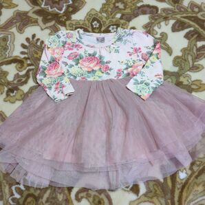 韓国服花柄チュールワンピースチュニックメゾピアノシャーリーテンプル