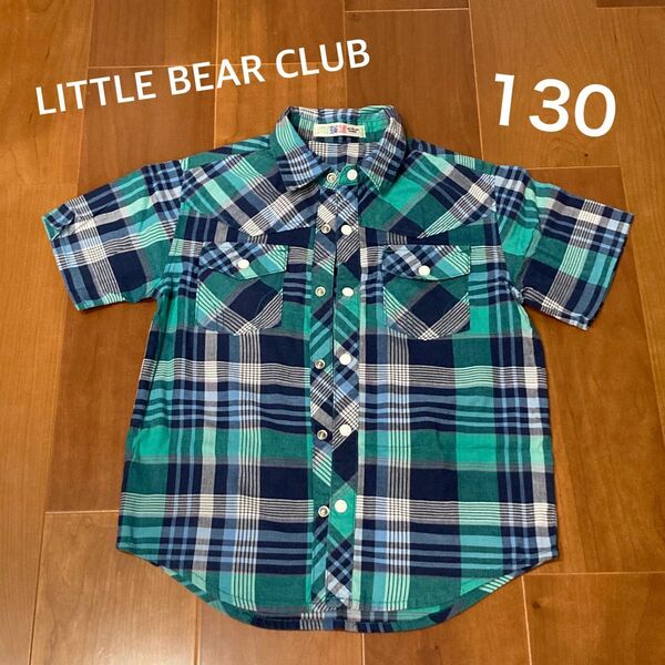 リトルベアークラブ 半袖シャツ チェック 半袖 シャツ チェック柄 子供 キッズ 130 緑 グリーン ボタンダウン