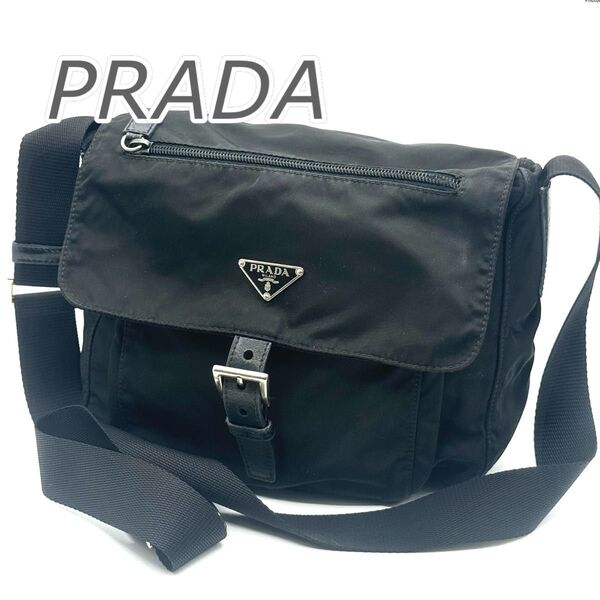 【大人気】PRADA プラダ テスートショルダーバッグ タグ有り 斜め掛け ブラック テスートナイロン
