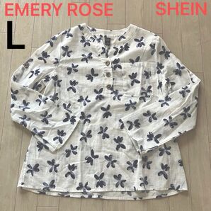 EMERY ROSE 2WAY長袖プルオーバーブラウス レディースLサイズ 試着のみ コットン100% 小花柄