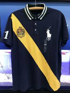 USA正規品【XL】 POLO ポロ RALPH LAUREN ラルフローレン 半袖 ポロシャツ Big Pony ビッグポニー ナンバー1 クレスト 紺 黄色 リミテッド