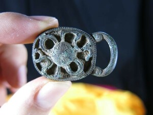 A　帯金具③　漢～唐時代　遺跡発掘品　古代中国　金工　副葬品　緑青　文化財　青銅