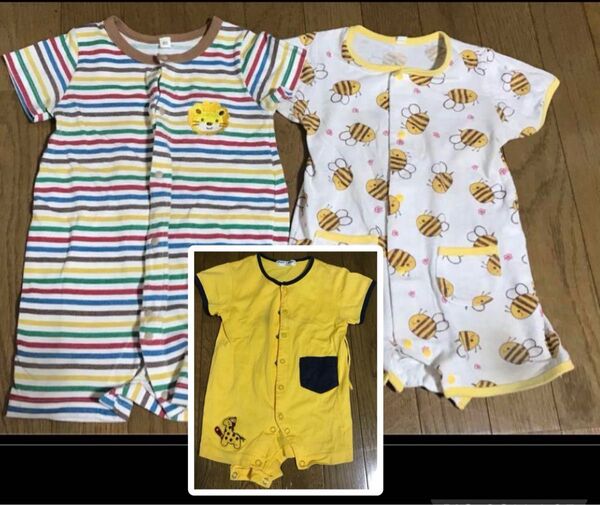 半袖ロンパース ショートオール ベビー服 3枚セット