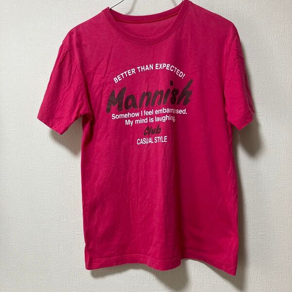 綿100% 半袖Tシャツ 濃いピンク色