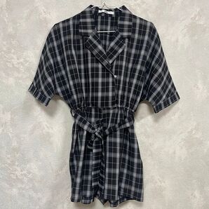 【訳あり】GRL グレイル チェックシャツ オールインワン ベルト付き M