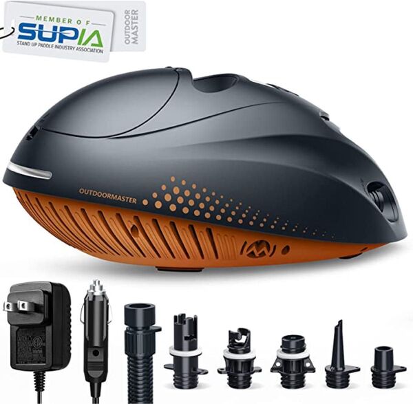 OUTDOORMASTER 電動エアーポンプ SUP 空気入れ 空気抜き 日光可読LCD 液晶スクリーン 自動停止機能 16ps