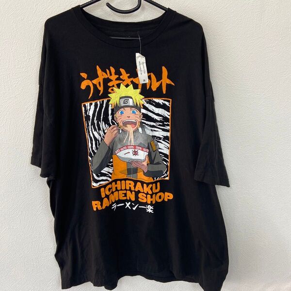 新品 アニメTシャツ ラーメン一楽 NARUTOナルト疾風伝 オーバーサイズ 黒