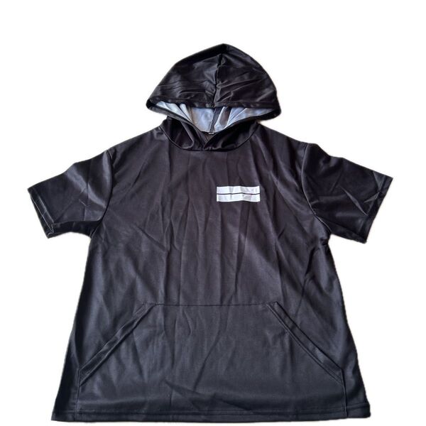 鬼滅の刃 Tシャツ 速乾 フード 黒 半袖 涼しい 夏 ブラック ポケット パーカー ブラック ハロウィン 秋