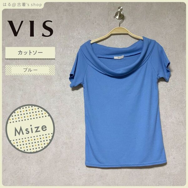 VIS 半袖 カットソー M ブルー トップス tシャツ