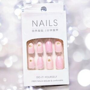 ネイルチップ ピンクカラー 24枚set